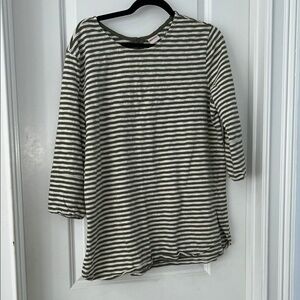Merona Olive and White Striped Long Sleeve Top